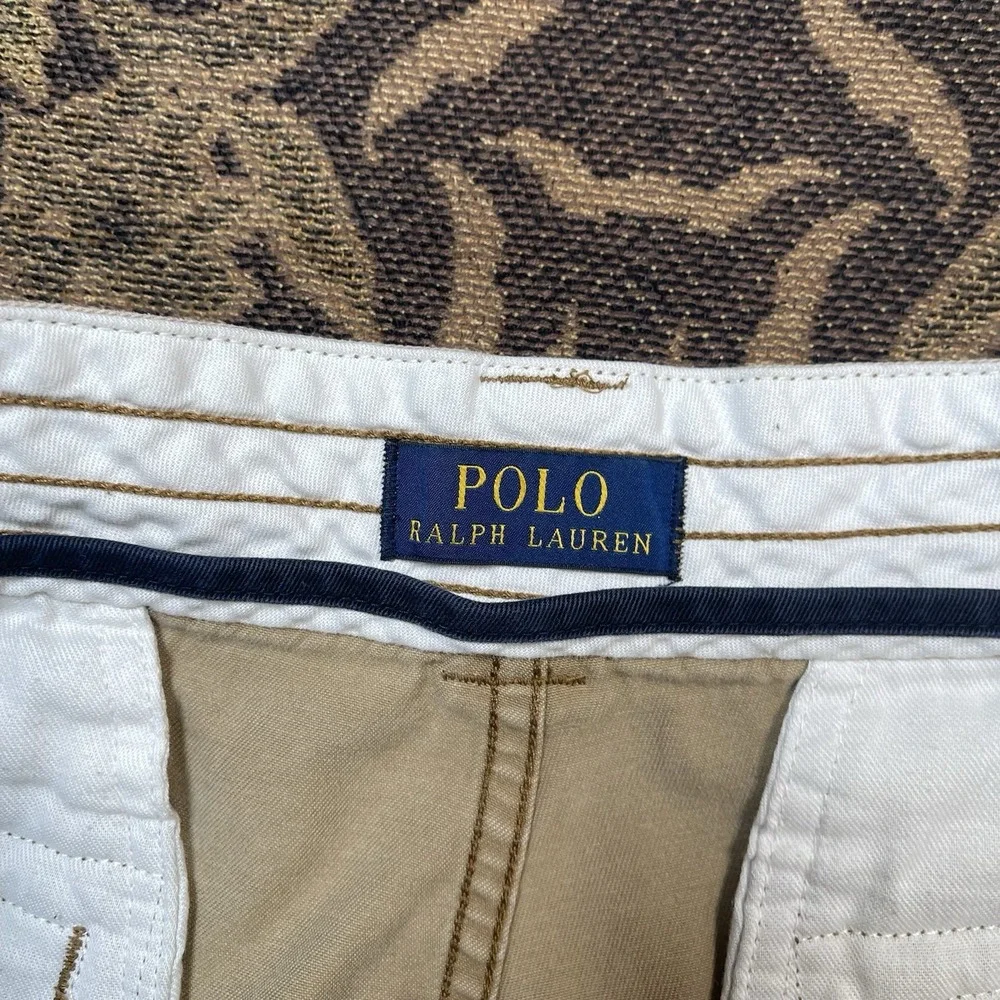Polo Ralph Lauren Shorts Mens Tan Khaki Cargo Pockets Utility Classic Size 34